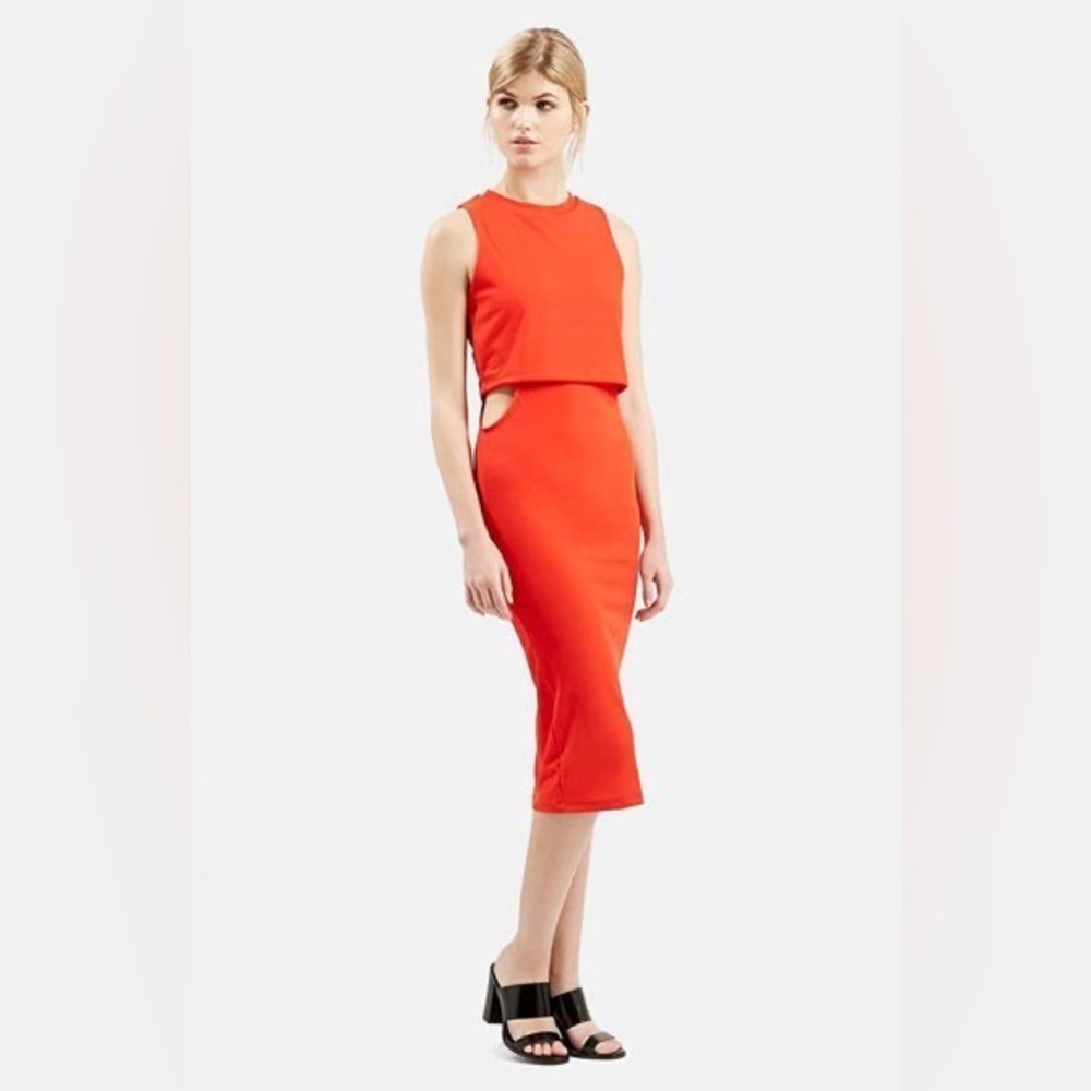 Topshop sleeveless cutout midi dress